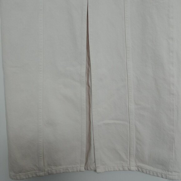 Zara Long Cream Off White Denim Skirt Front Slit Midi Maxi 100% Cotton S… - Picture 4 of 14